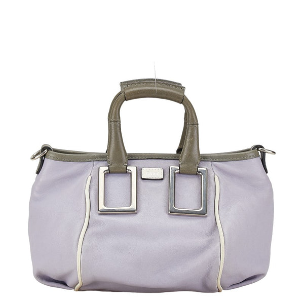クロエ エテル ハンドバッグ ショルダーバッグ 2WAY 01-13-50-65 グレー ホワイト レザー レディース Chloe 【中古】