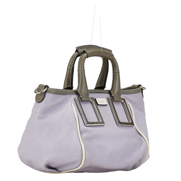 クロエ エテル ハンドバッグ ショルダーバッグ 2WAY 01-13-50-65 グレー ホワイト レザー レディース Chloe 【中古】