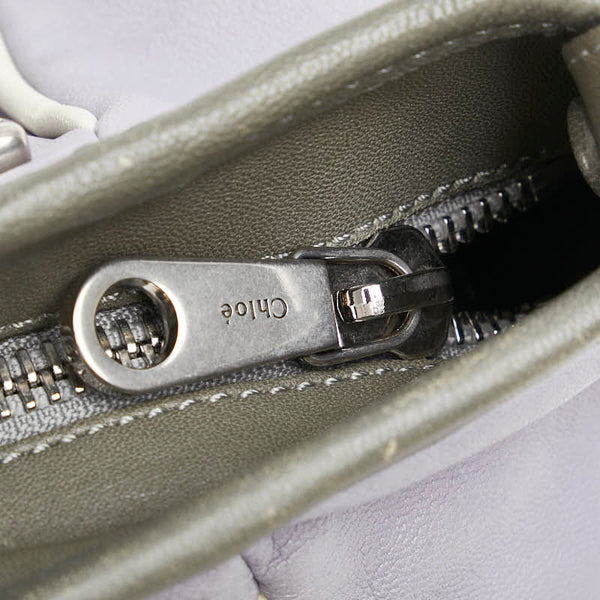 クロエ エテル ハンドバッグ ショルダーバッグ 2WAY 01-13-50-65 グレー ホワイト レザー レディース Chloe 【中古】