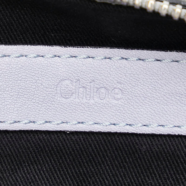 クロエ エテル ハンドバッグ ショルダーバッグ 2WAY 01-13-50-65 グレー ホワイト レザー レディース Chloe 【中古】