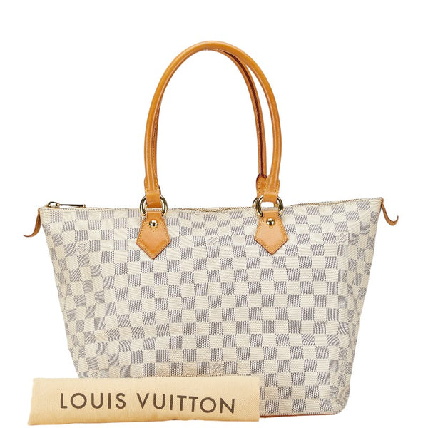 ルイ ヴィトン ダミエ アズール サレヤMM トートバッグ ショルダーバッグ N51185 ホワイト PVC レザー レディース LOUIS VUITTON 【中古】