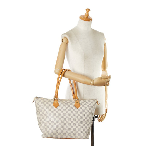 ルイ ヴィトン ダミエ アズール サレヤMM トートバッグ ショルダーバッグ N51185 ホワイト PVC レザー レディース LOUIS VUITTON 【中古】