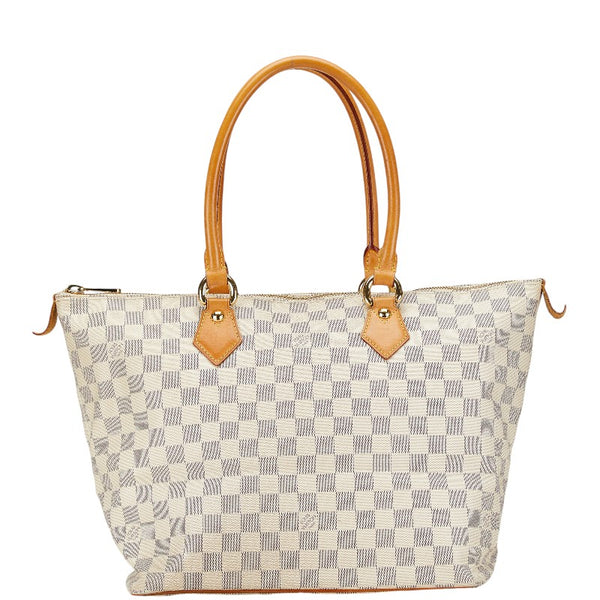 ルイ ヴィトン ダミエ アズール サレヤMM トートバッグ ショルダーバッグ N51185 ホワイト PVC レザー レディース LOUIS VUITTON 【中古】