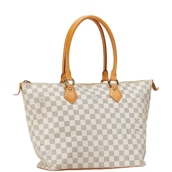 ルイ ヴィトン ダミエ アズール サレヤMM トートバッグ ショルダーバッグ N51185 ホワイト PVC レザー レディース LOUIS VUITTON 【中古】