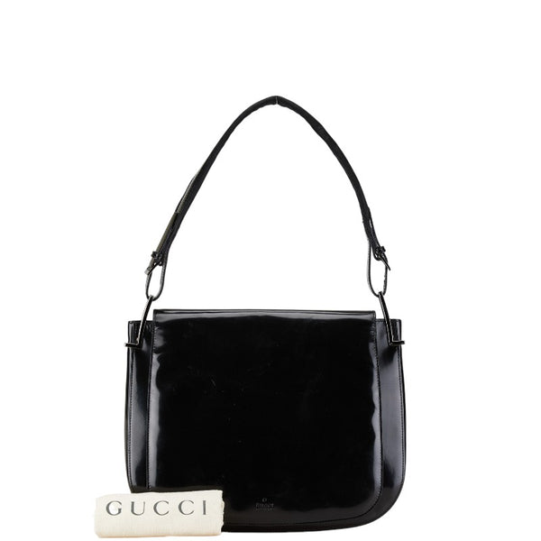 グッチ ロゴ ワンショルダーバッグ ハンドバッグ 001 3195 002058 ブラック パテントレザー レディース GUCCI 【中古】