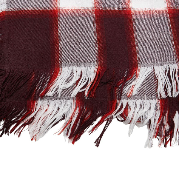 グッチ チェック GG ストール ワインレッド ホワイト シルク ウール レディース GUCCI 【中古】