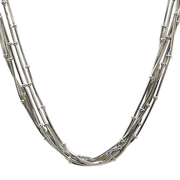 Pt850 プラチナ 5連 ネックレス レディース 【中古】