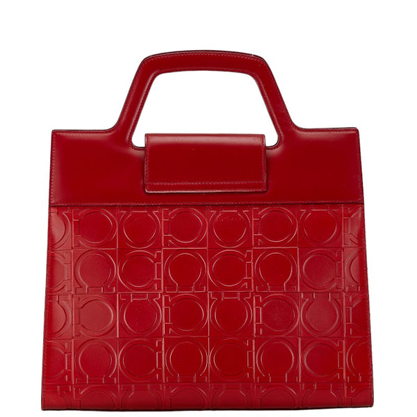 サルヴァトーレフェラガモ ガンチーニ モチーフ ハンドバッグ BW-21 1858 レッド レザー レディース Salvatore Ferragamo 【中古】