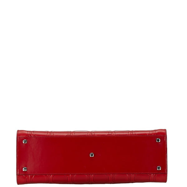 サルヴァトーレフェラガモ ガンチーニ モチーフ ハンドバッグ BW-21 1858 レッド レザー レディース Salvatore Ferragamo 【中古】