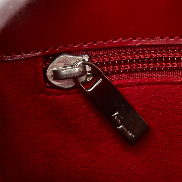 サルヴァトーレフェラガモ ガンチーニ モチーフ ハンドバッグ BW-21 1858 レッド レザー レディース Salvatore Ferragamo 【中古】