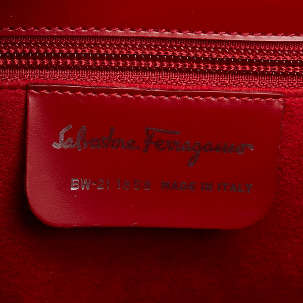 サルヴァトーレフェラガモ ガンチーニ モチーフ ハンドバッグ BW-21 1858 レッド レザー レディース Salvatore Ferragamo 【中古】