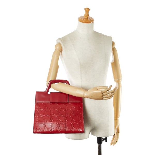 サルヴァトーレフェラガモ ガンチーニ モチーフ ハンドバッグ BW-21 1858 レッド レザー レディース Salvatore Ferragamo 【中古】