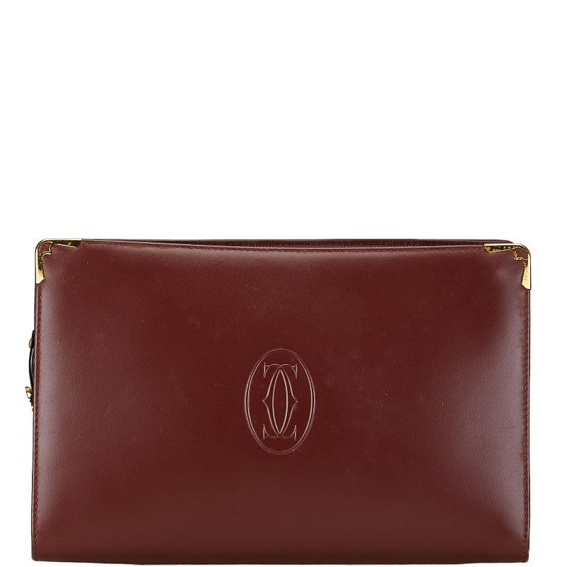 カルティエ マストライン セカンドバッグ ハンドバッグ ボルドー ワインレッド レザー レディース CARTIER 【中古】