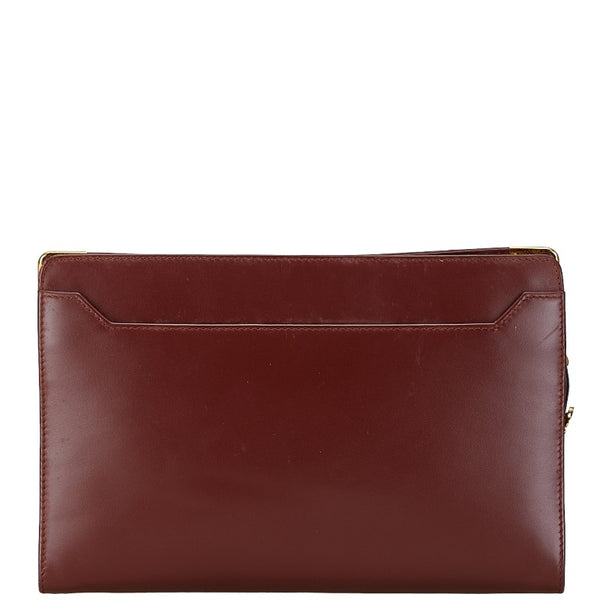 カルティエ マストライン セカンドバッグ ハンドバッグ ボルドー ワインレッド レザー レディース CARTIER 【中古】