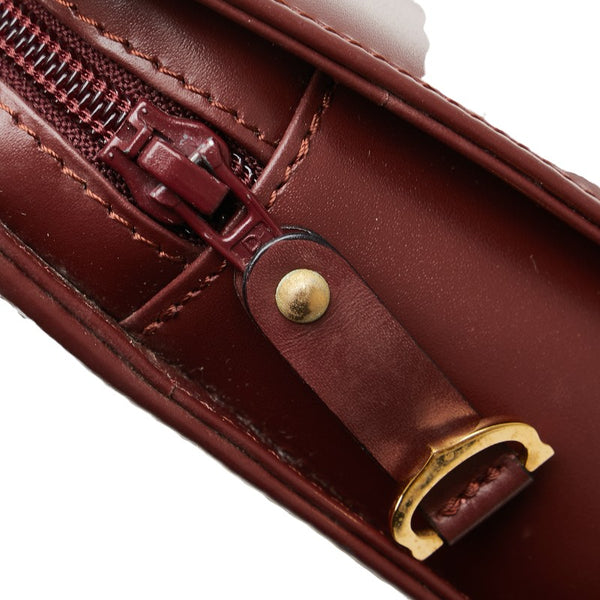 カルティエ マストライン セカンドバッグ ハンドバッグ ボルドー ワインレッド レザー レディース CARTIER 【中古】