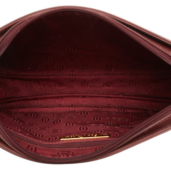カルティエ マストライン セカンドバッグ ハンドバッグ ボルドー ワインレッド レザー レディース CARTIER 【中古】