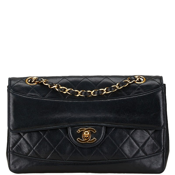 シャネル マトラッセ ココマーク チェーン ショルダーバッグ ブラック ラムスキン レディース CHANEL 【中古】