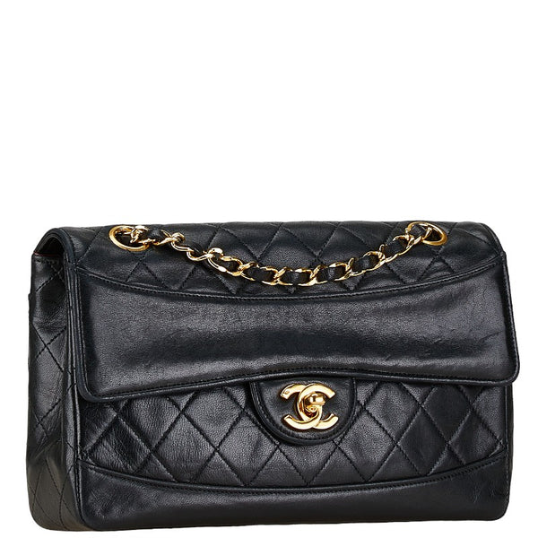 シャネル マトラッセ ココマーク チェーン ショルダーバッグ ブラック ラムスキン レディース CHANEL 【中古】