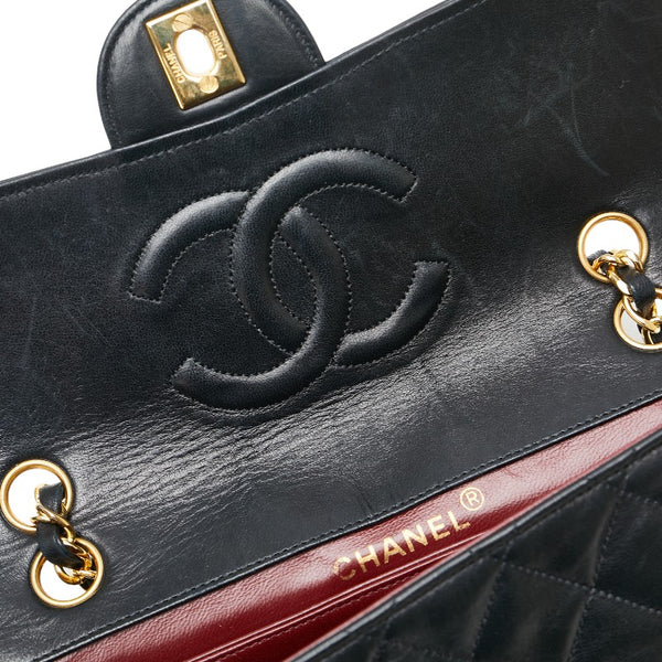シャネル マトラッセ ココマーク チェーン ショルダーバッグ ブラック ラムスキン レディース CHANEL 【中古】