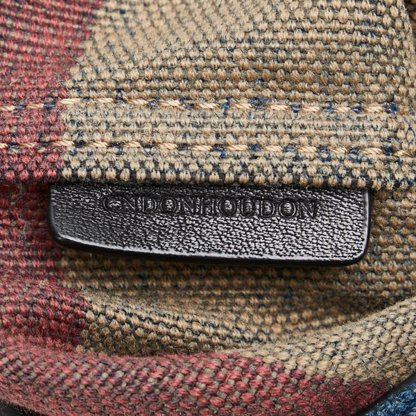 バーバリー チェック リュック バックパック ブルー ネイビー マルチカラー キャンバス レザー レディース BURBERRY 【中古】
