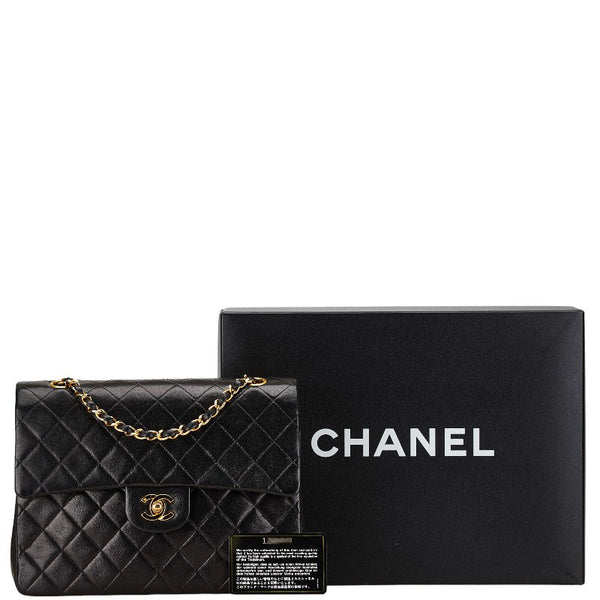 シャネル マトラッセ ダブルフラップ チェーン ショルダーバッグ ブラック ラムスキン レディース CHANEL 【中古】