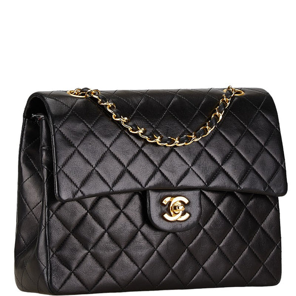 シャネル マトラッセ ダブルフラップ チェーン ショルダーバッグ ブラック ラムスキン レディース CHANEL 【中古】