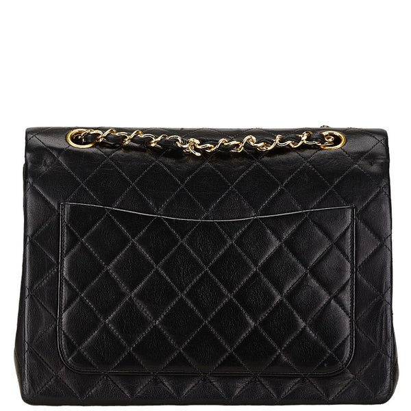 シャネル マトラッセ ダブルフラップ チェーン ショルダーバッグ ブラック ラムスキン レディース CHANEL 【中古】