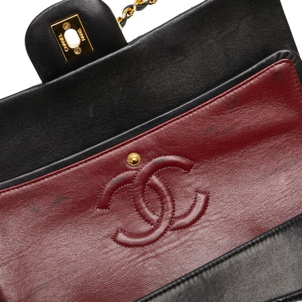 シャネル マトラッセ ダブルフラップ チェーン ショルダーバッグ ブラック ラムスキン レディース CHANEL 【中古】