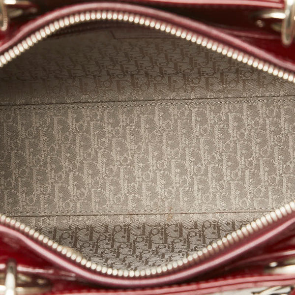 ディオール レディディオール カナージュ ハンドバッグ ショルダーバッグ 2WAY ワインレッド ボルドー パテントレザー レディース Dior 【中古】