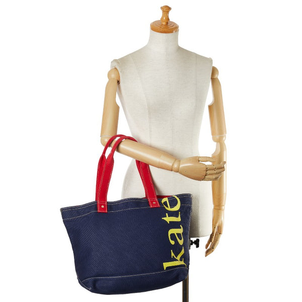 ケイトスペード トートバッグ ネイビー レッド キャンバス レディース Kate Spade 【中古】