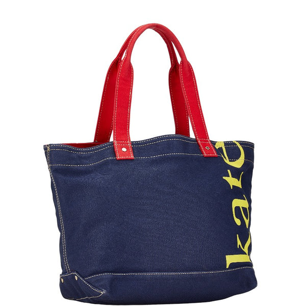 ケイトスペード トートバッグ ネイビー レッド キャンバス レディース Kate Spade 【中古】