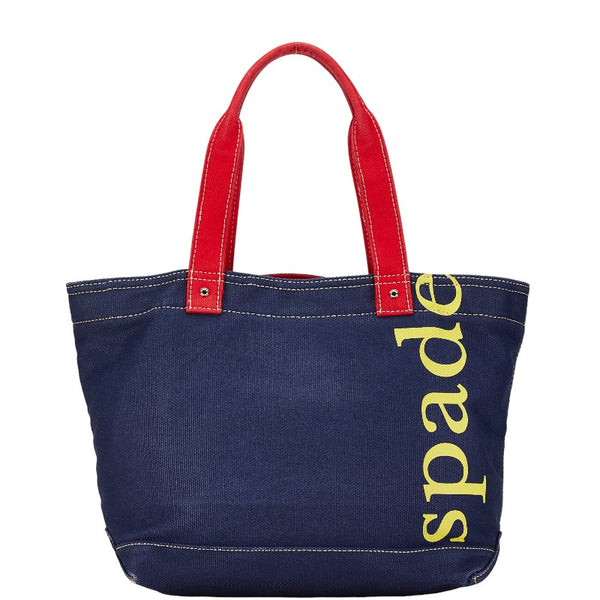 ケイトスペード トートバッグ ネイビー レッド キャンバス レディース Kate Spade 【中古】