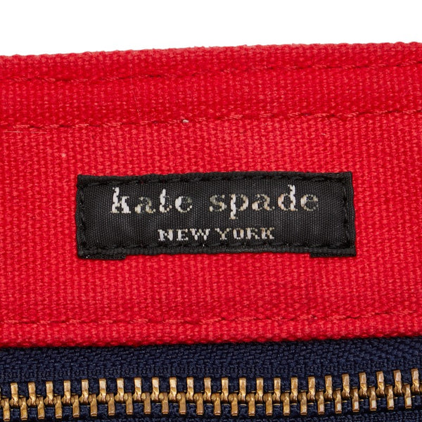 ケイトスペード トートバッグ ネイビー レッド キャンバス レディース Kate Spade 【中古】
