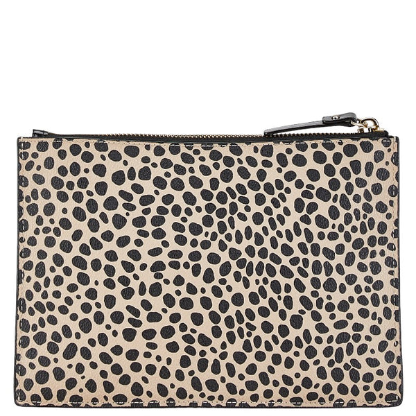 ケイトスペード ヒョウ フラット ポーチ ベージュ ブラック PVC レディース Kate Spade 【中古】