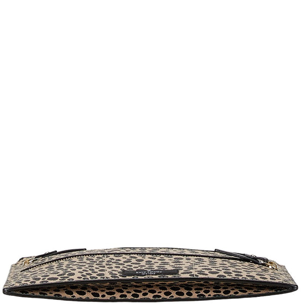 ケイトスペード ヒョウ フラット ポーチ ベージュ ブラック PVC レディース Kate Spade 【中古】