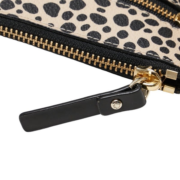 ケイトスペード ヒョウ フラット ポーチ ベージュ ブラック PVC レディース Kate Spade 【中古】