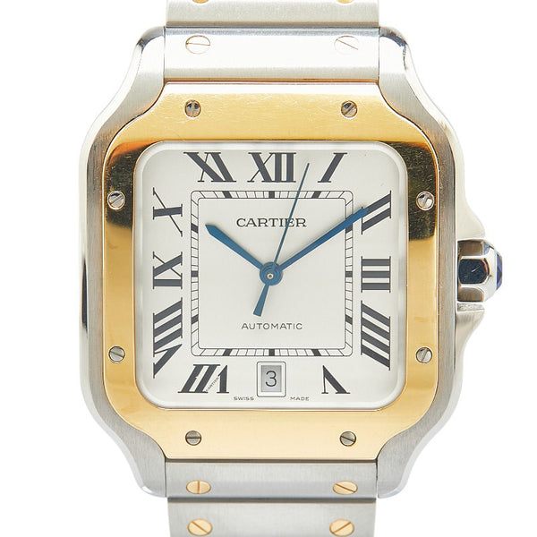 カルティエ サントス ドゥ カルティエ LM 腕時計 W2SA0009 自動巻き シルバー文字盤 ステンレススチール K18YG イエローゴールド メンズ CARTIER 【中古】