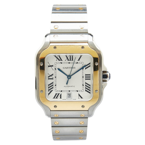 カルティエ サントス ドゥ カルティエ LM 腕時計 W2SA0009 自動巻き シルバー文字盤 ステンレススチール K18YG イエローゴールド メンズ CARTIER 【中古】