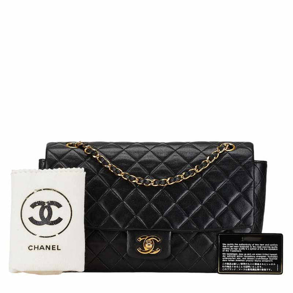 シャネル マトラッセ27 ココマーク シングルフラップ チェーン ショルダーバッグ ブラック ラムスキン レディース CHANEL 【中古】