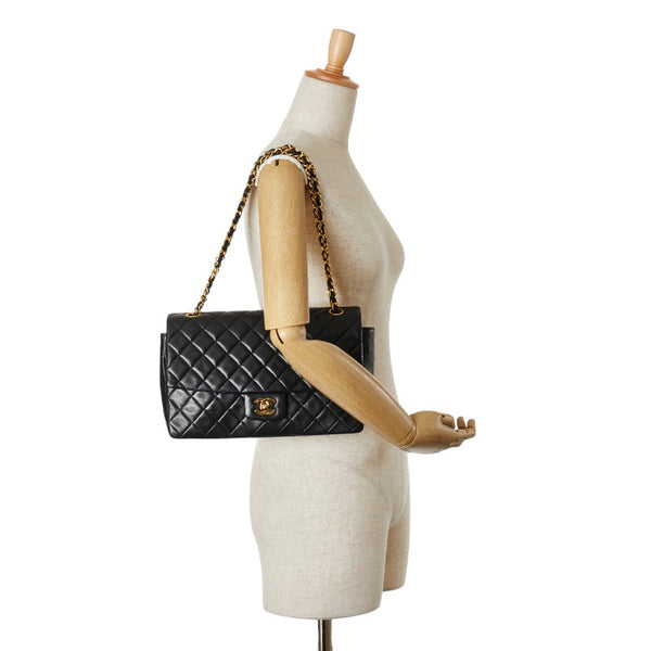 シャネル マトラッセ27 ココマーク シングルフラップ チェーン ショルダーバッグ ブラック ラムスキン レディース CHANEL 【中古】
