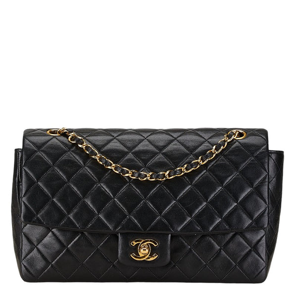 シャネル マトラッセ27 ココマーク シングルフラップ チェーン ショルダーバッグ ブラック ラムスキン レディース CHANEL 【中古】
