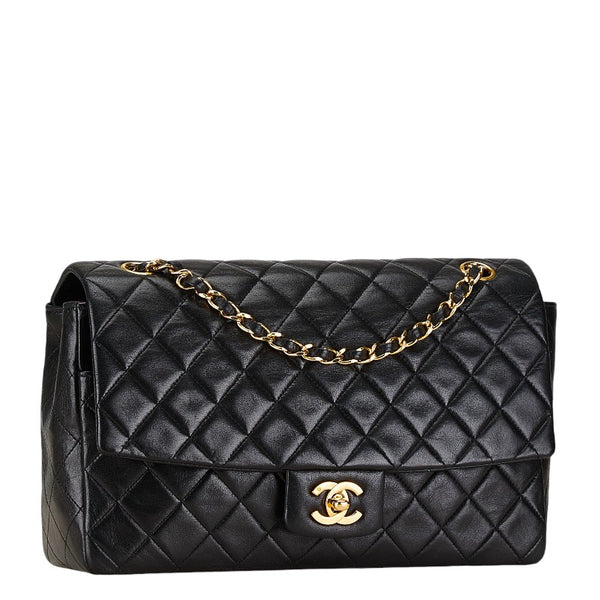 シャネル マトラッセ27 ココマーク シングルフラップ チェーン ショルダーバッグ ブラック ラムスキン レディース CHANEL 【中古】