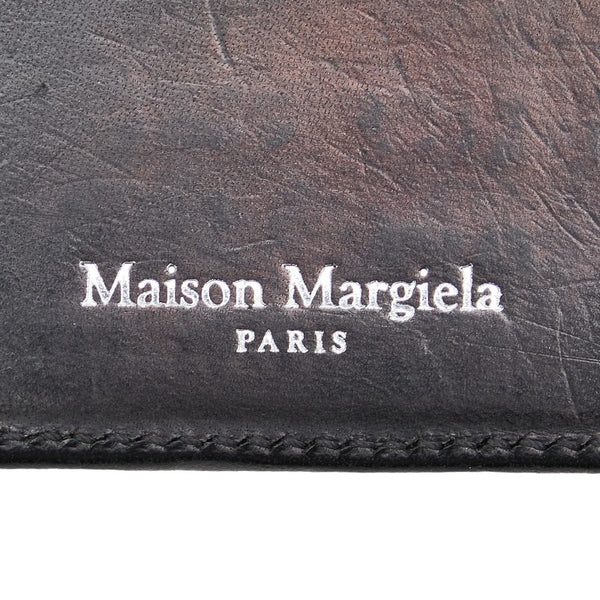 マルタンマルジェラ 二つ折り財布 コンパクトウォレット ブラック レザー レディース MARTIN MARGIELA 【中古】