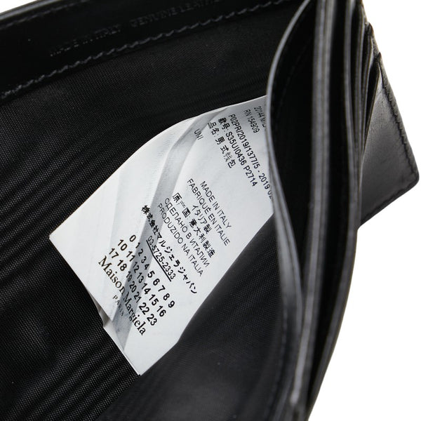 マルタンマルジェラ 二つ折り財布 コンパクトウォレット ブラック レザー レディース MARTIN MARGIELA 【中古】