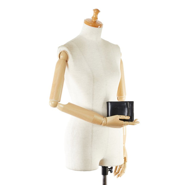 マルタンマルジェラ 二つ折り財布 コンパクトウォレット ブラック レザー レディース MARTIN MARGIELA 【中古】