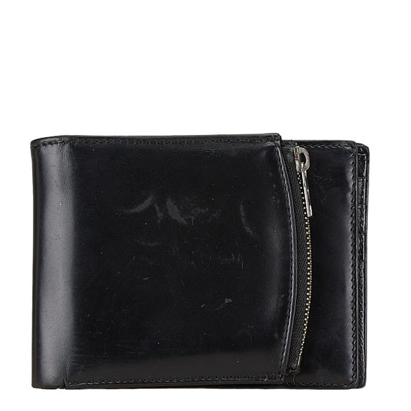 マルタンマルジェラ 二つ折り財布 コンパクトウォレット ブラック レザー レディース MARTIN MARGIELA 【中古】