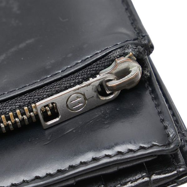 マルタンマルジェラ 二つ折り財布 コンパクトウォレット ブラック レザー レディース MARTIN MARGIELA 【中古】