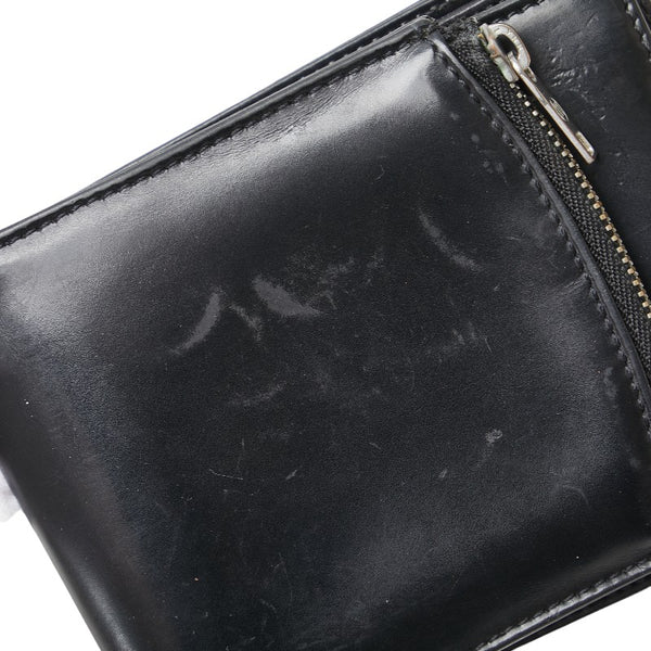 マルタンマルジェラ 二つ折り財布 コンパクトウォレット ブラック レザー レディース MARTIN MARGIELA 【中古】