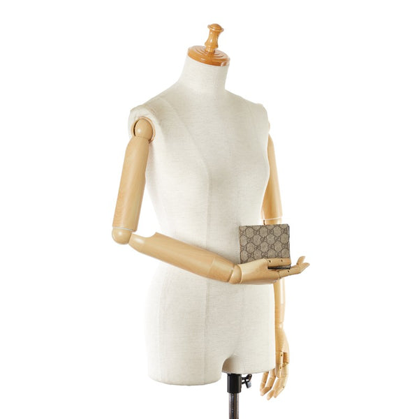 グッチ GGスプリーム 二つ折り財布 113379 ブラウン PVC レザー レディース GUCCI 【中古】