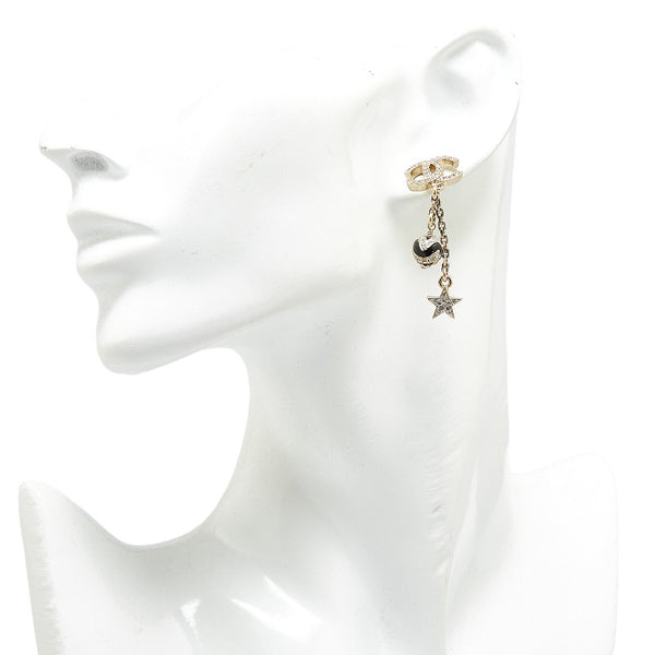 シャネル ココマーク ラインストーン スター 星 ボール モチーフ スイング ピアス ゴールド ブラック メッキ レディース CHANEL 【中古】